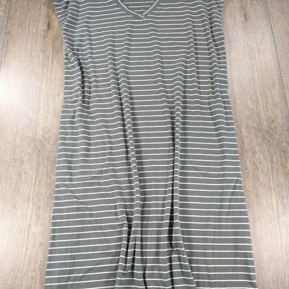 J. Jill Gray and White Striped Midi Dress - Picture 2 of 9